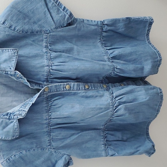 Madewell Denim Tiered Babydoll Short Sleeve Button-up Top Size XXS - Picture 3 of 9